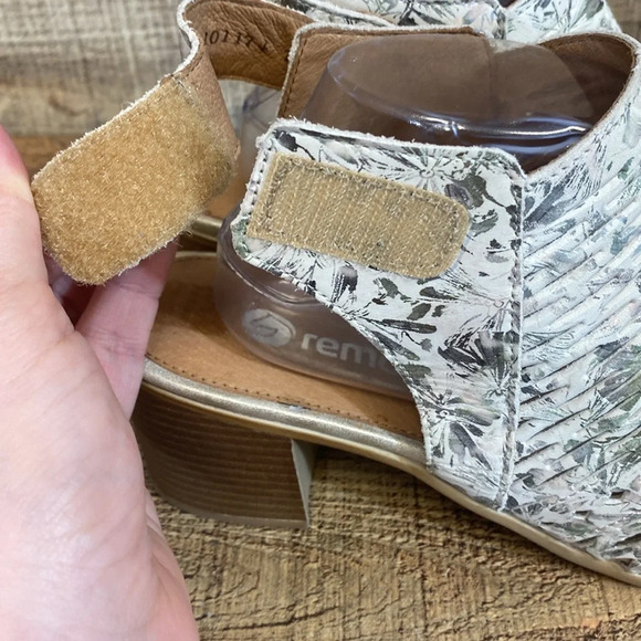 Remonte Sandals Women Size 41 US 10 10.5 Cream Green Leather Perforated Metallic - Picture 2 of 16